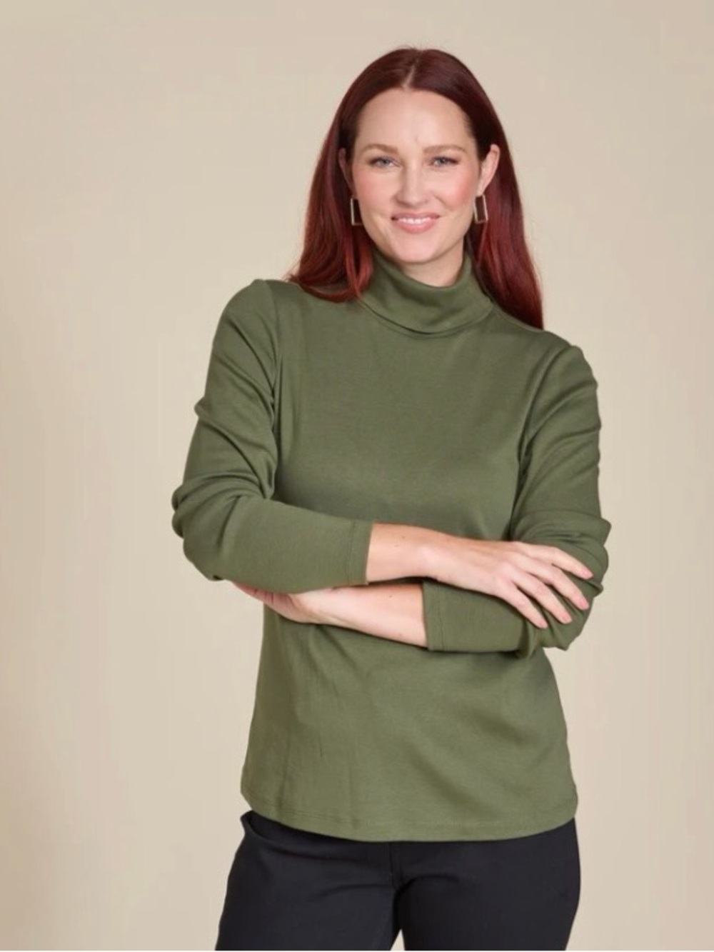 Jones Sport Olive Green Turtleneck-EUC